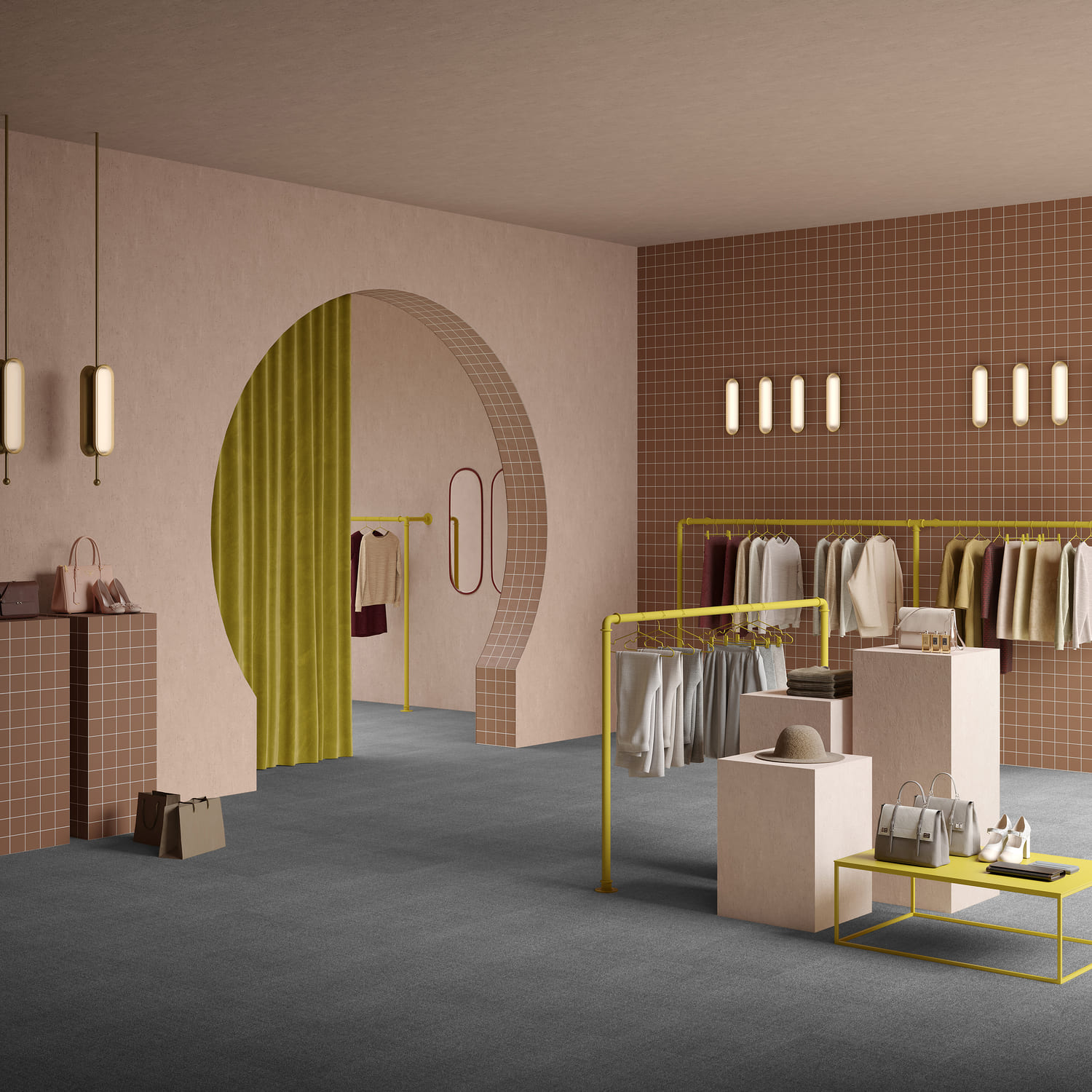 Ковровая плитка Associated Weavers Mantra Tile цвет 97 Nightfall 500×500×5,2 фото в интерьере